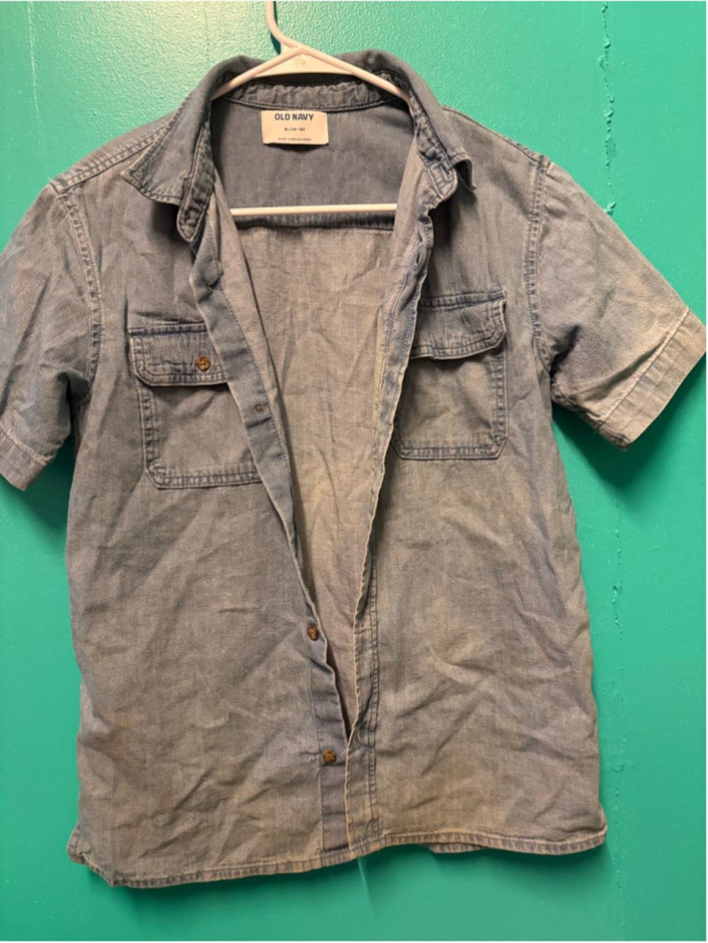 Boys Old Navy Denim Button Down Shirt XL Blue